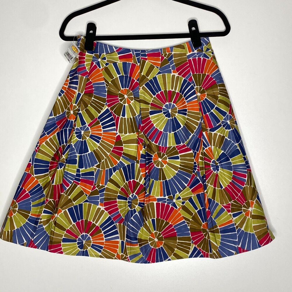 New Talbots Pleated Geometric Colorful Skirt Women's Size 6 Petite